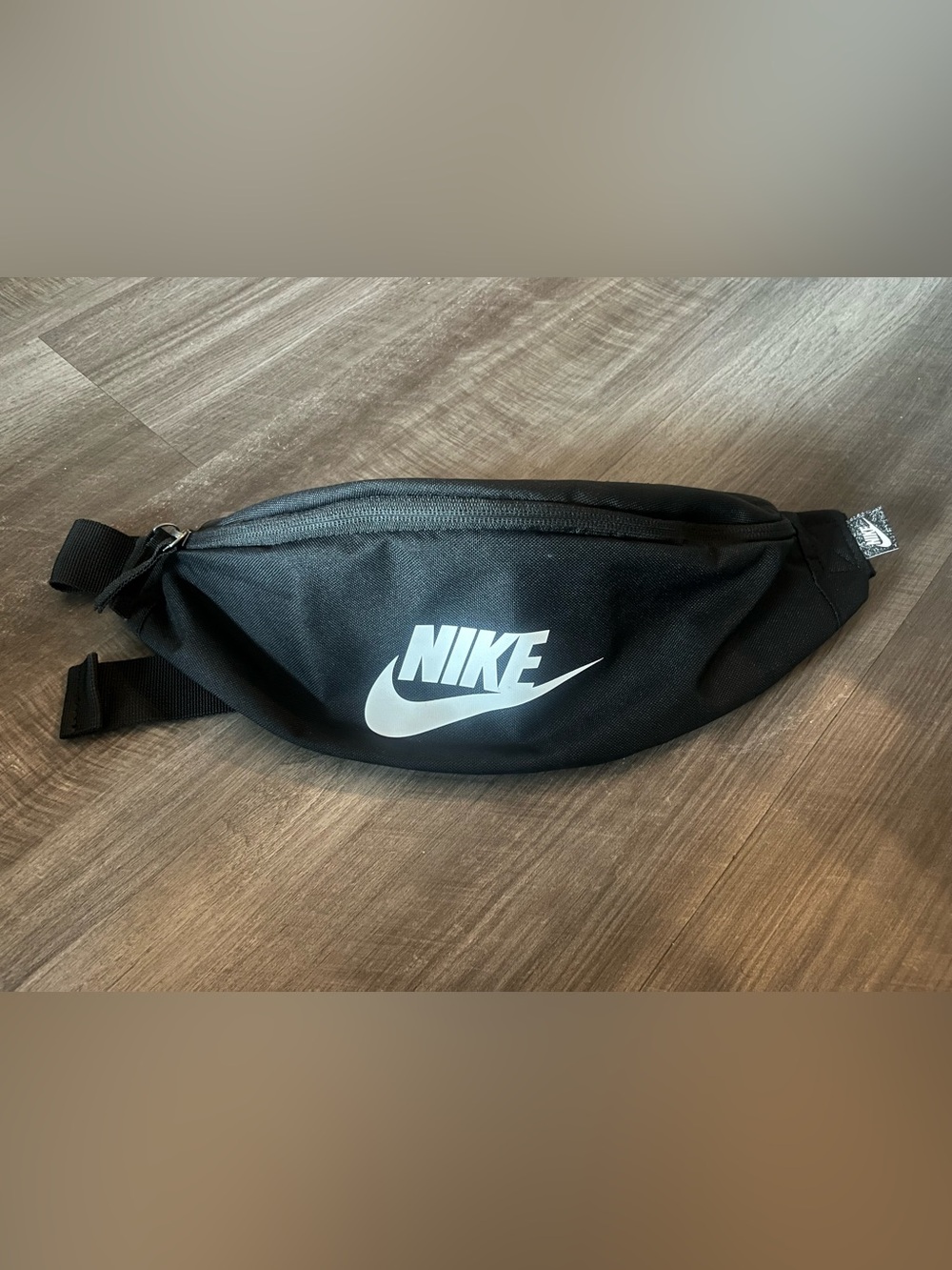 Nike Black Waist Bag Fanny Pack with White Swoosh Logo